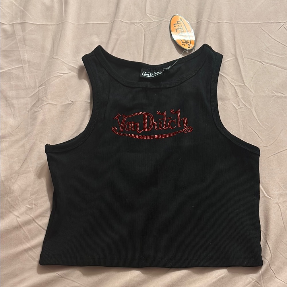 Von Dutch Black Crop Top - Picture 2 of 3
